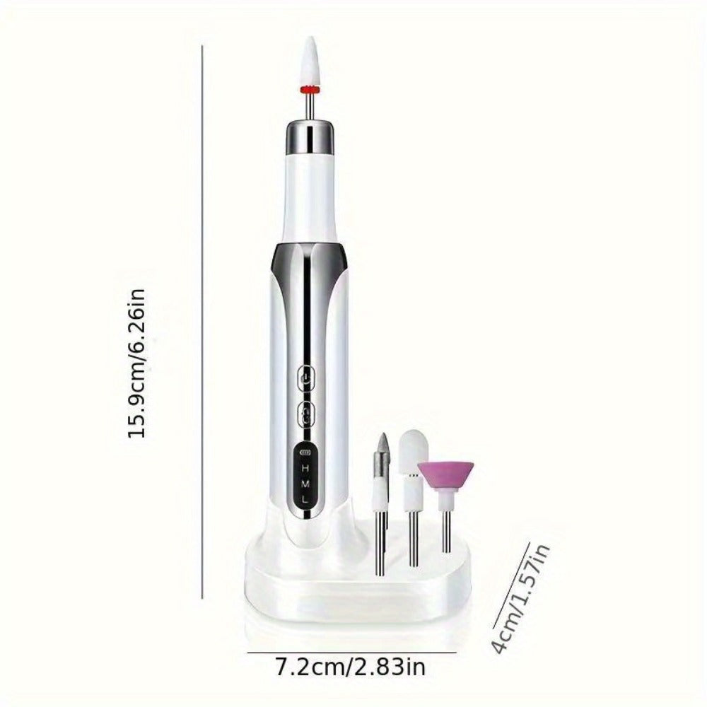 Electric Nail Drill Cordless USB Rechargeable Pen with Bit and Sanding Band Set in Gold or White — image 20