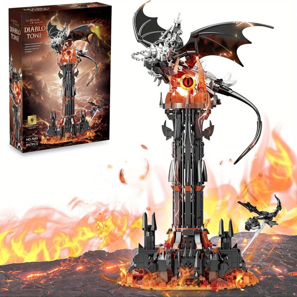 Dragon Castle Building Set Black Dragon Guardian Tower, Dark Fantasy Assembly Model Kit for Adults & Teens — image 1