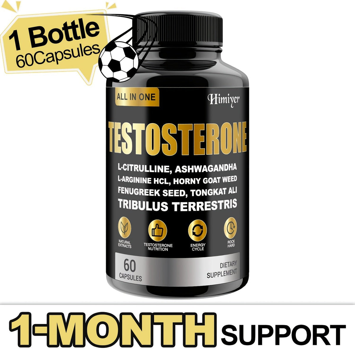 Male Testosterone Support Capsules with Maca Root, Epimedium, L-Citrulline & Ashwagandha, Men's Vitality — image 13