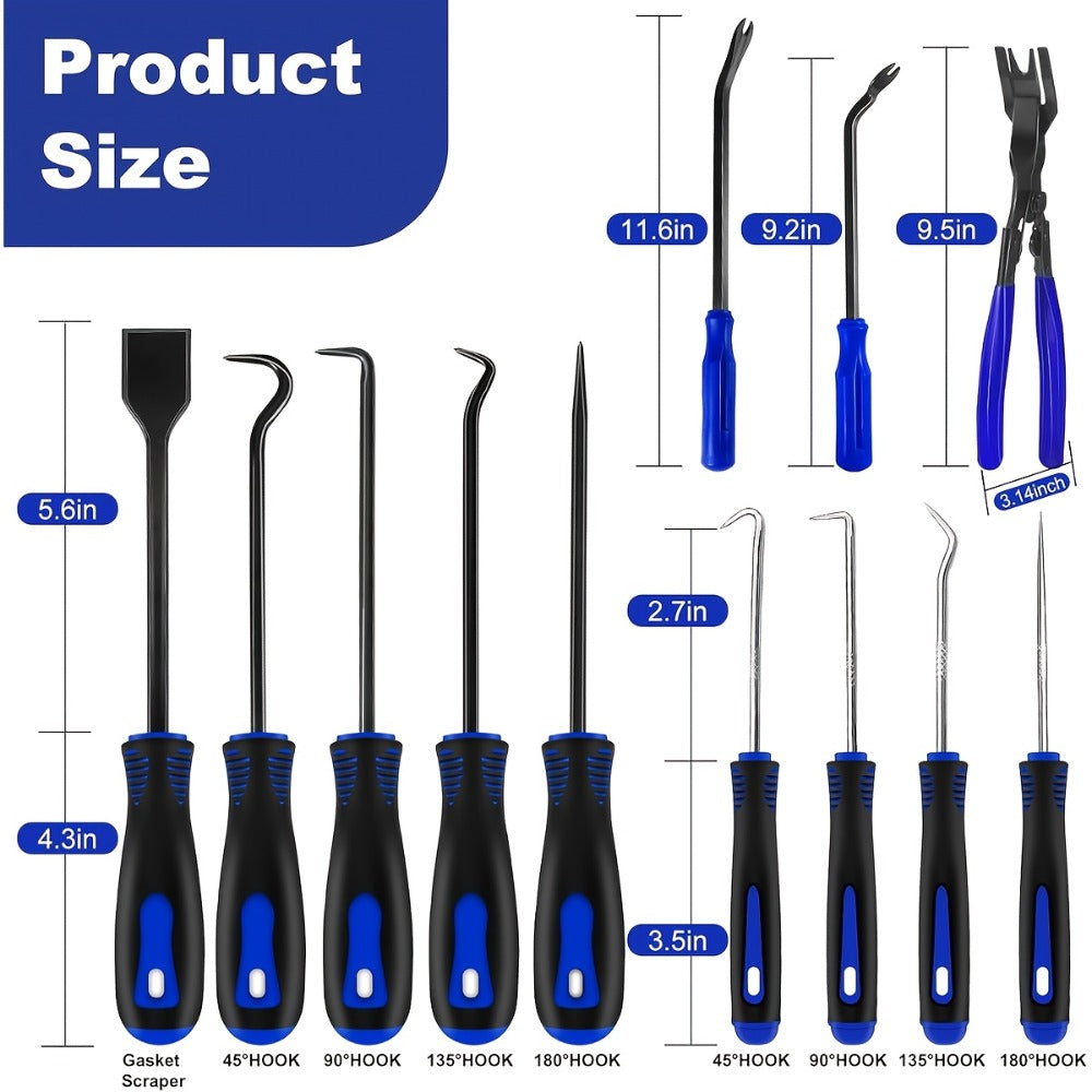 Car Trim Removal Tool Kit 17-Piece – Hook & Pick Set, Clip Removal Plier, Rivet Puller, Scraper & Telescoping Magnetic Pickup