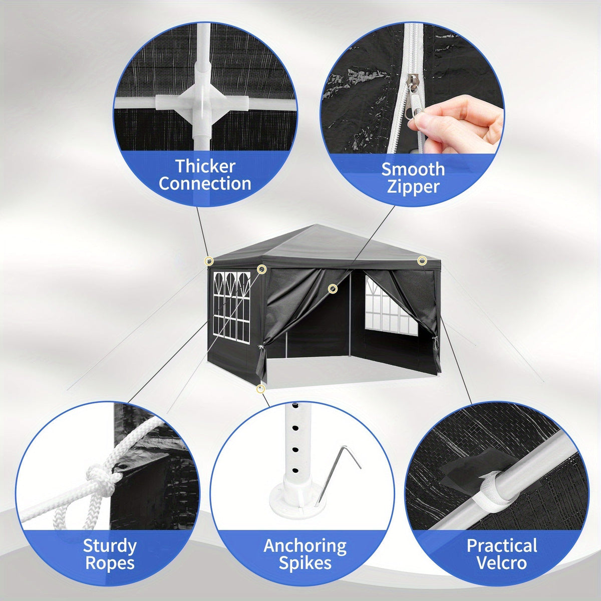 10x10ft White Party Canopy Tent with No Sidewalls, Three Sidewalls or Four Sidewall Configuration Options — image 4