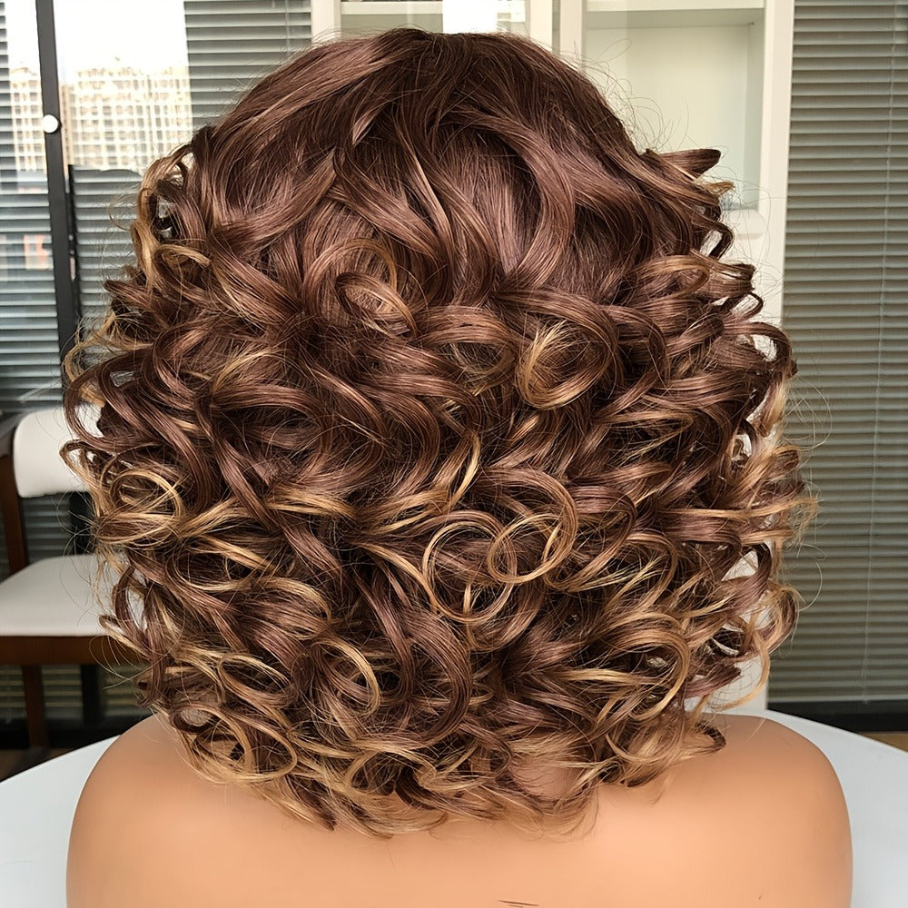 Synthetic Wig 14-Inch Jerry Curls with Wispy Bangs and 13x1 Lace Front in Three Colors for Daily Styling — image 3