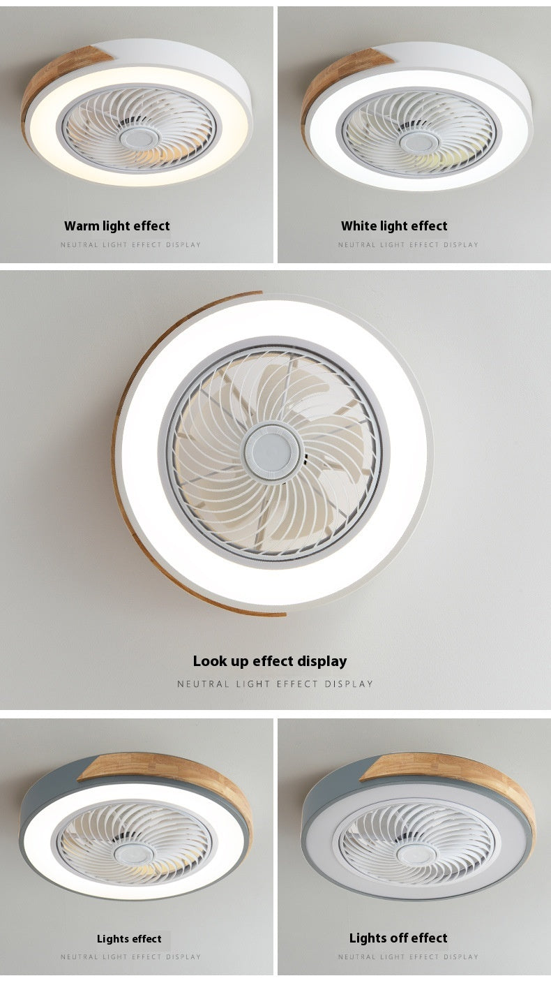 Solid Wood Ceiling Fan Lamp Bedroom Invisible Dining Room Ceiling Fan Lights