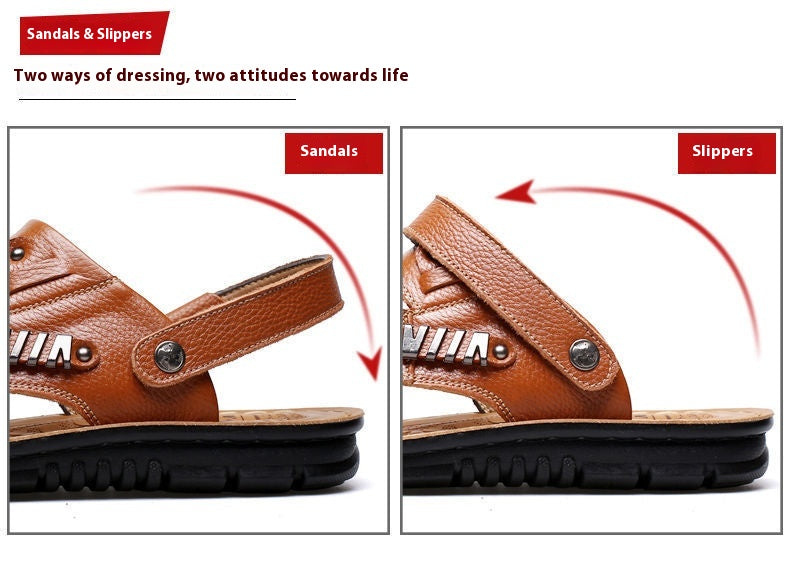 First Layer Cowhide Men's Sandals Summer Genuine Leather Sandals