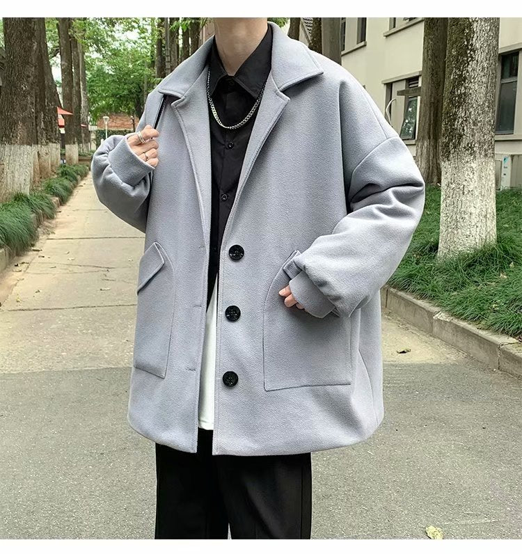 Mens All-match Casual Springfall Relaxed-fit Trench Coat
