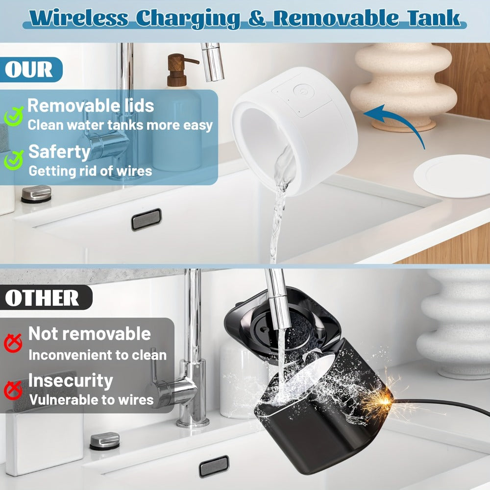 Electric Ultrasonic Cleaner Machine for Dentures Jewelry & Glasses – USB Rechargeable 3 Speeds Auto Timer 180ml Tank One-Touc