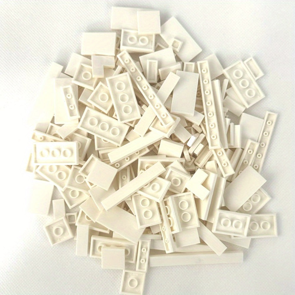Bulk Flat Tile Building Blocks 150 Pcs – Smooth Thin Plate Bricks 1x1 1x2 1x6 LEGO Compatible MOC Accessories Kids Creative B