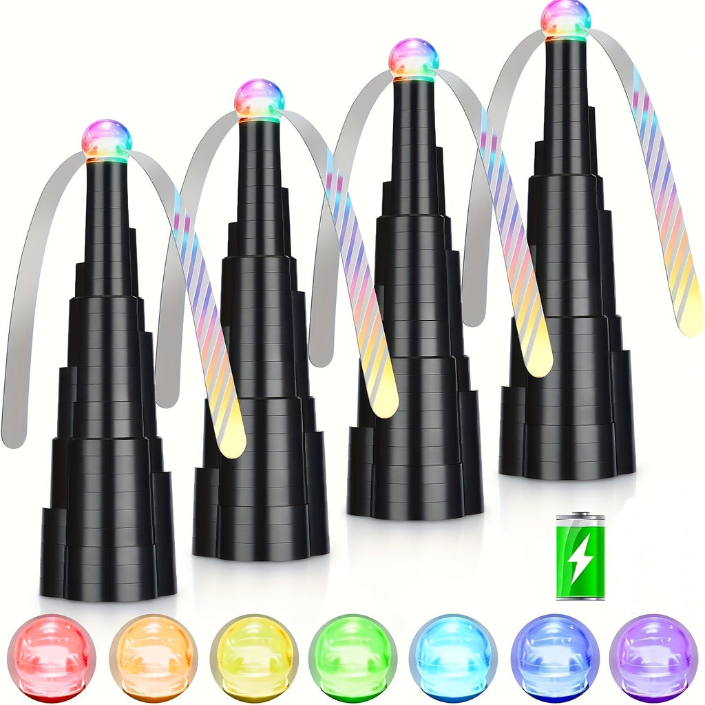 Fly Fan for Table 4 Pack - USB Rechargeable Fly Fan with LED Lights with the Listed Color, Size or Set Options for Everyday C