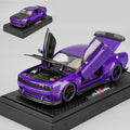 Purple Dodge Sports Car Zinc Alloy Diecast Model with Display Base & Openable Doors, High Simulation Static Display Collectib