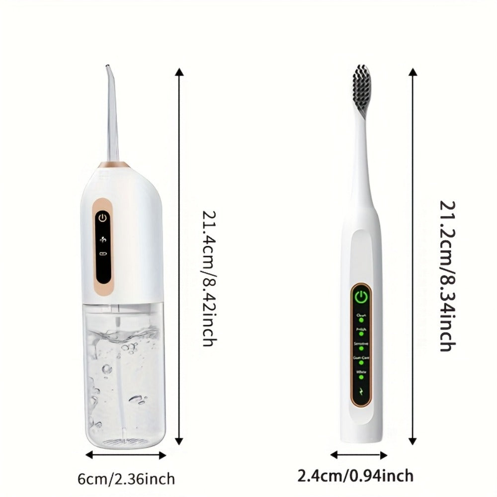 Electric Toothbrush Water Flosser Combo Set – 3 Modes USB Rechargeable Oral Care Kit with 4 Brush Heads & 4 Nozzles — image 1