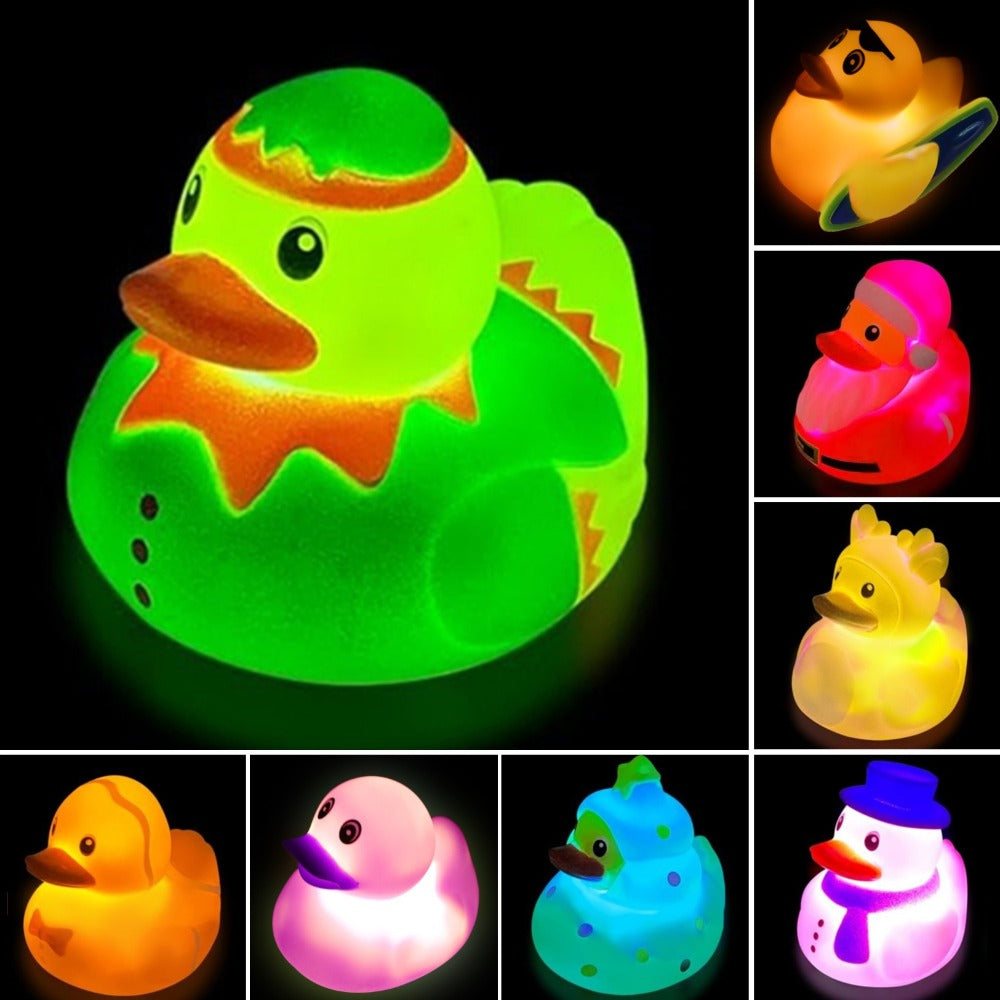 Light Up Duck Bath Toys for Toddlers, Color-Changing Floating Rubber Ducks, Sensory Water Bath Time Toys for Boys & Girls — i