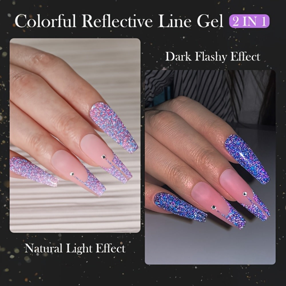Reflective Line Nail Art Gel Set with Three 5ml LILYCUTE Bottles, Slim Liner Brushes and Two Color Group Options — image 8