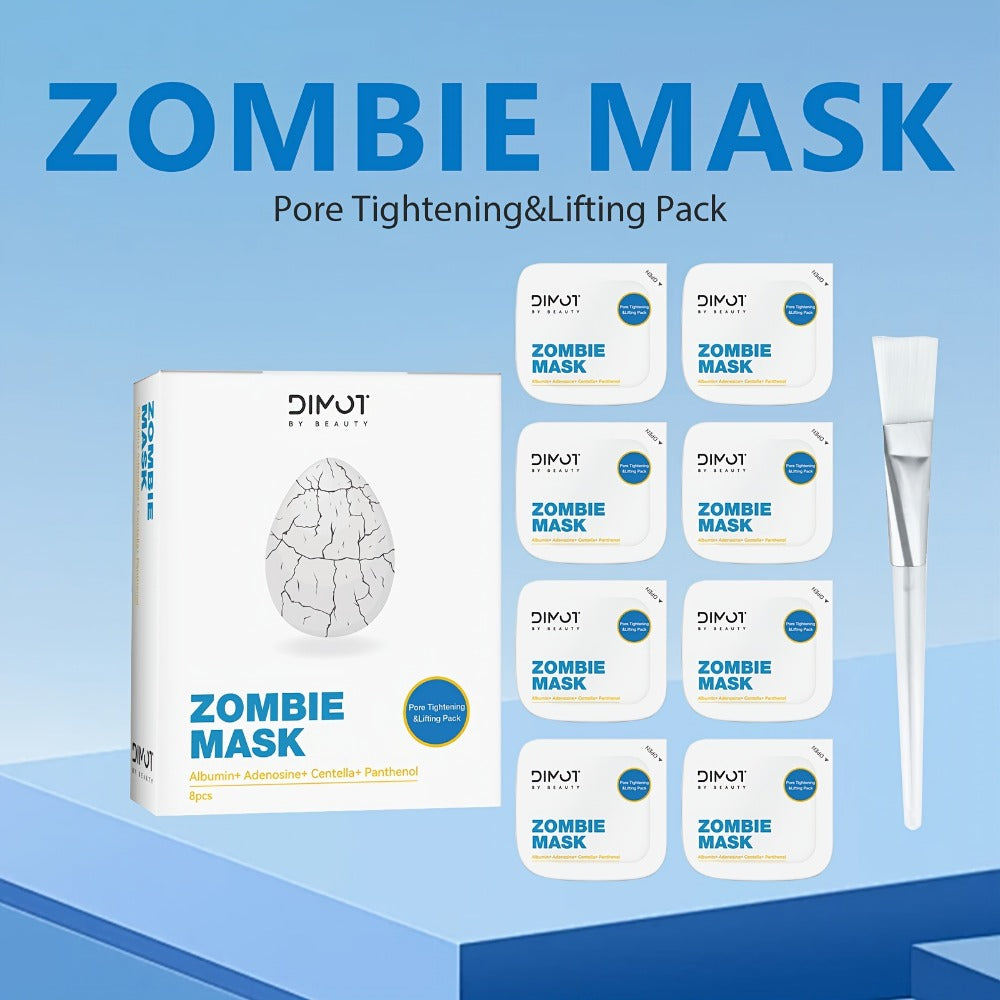 Zombie Face Mask 8pcs Plant Squalane Skin Texture Improving Facial Mask Set for Women for Bath Time, Home Spa and Personal Ca