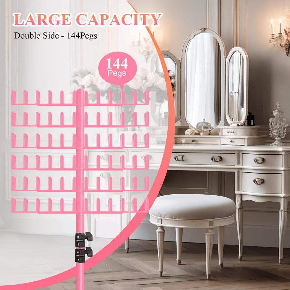 144 Peg Hair Extension Rack Freestanding Organizer with Divider Separator – Standing Braiding Hair Holder Display Stand for S