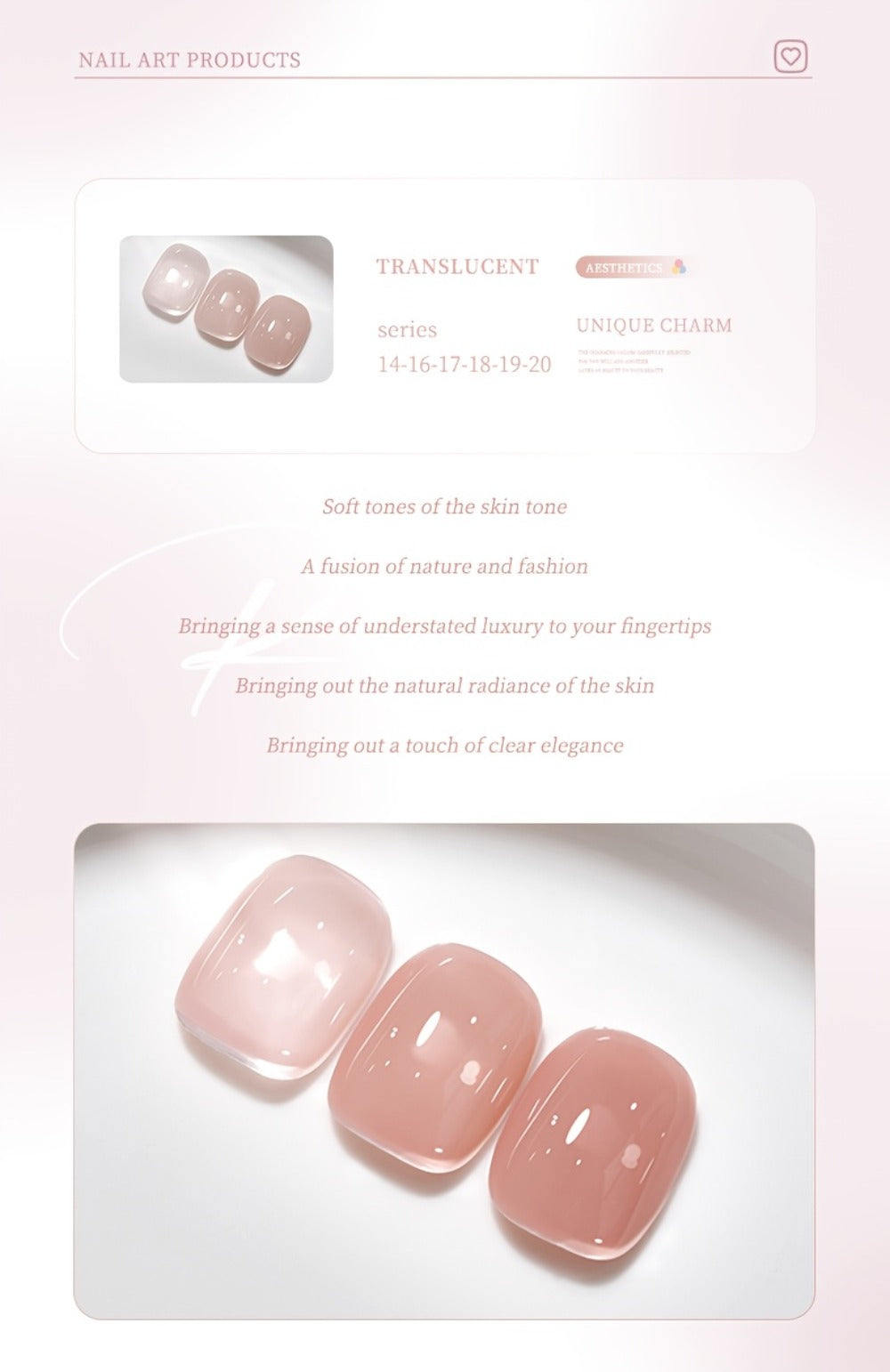 Gel Nail Polish 6-Piece 15ml Jelly Set with Glass Finish in Shades M14, M16, M17, M18, M19 and M20 — image 14