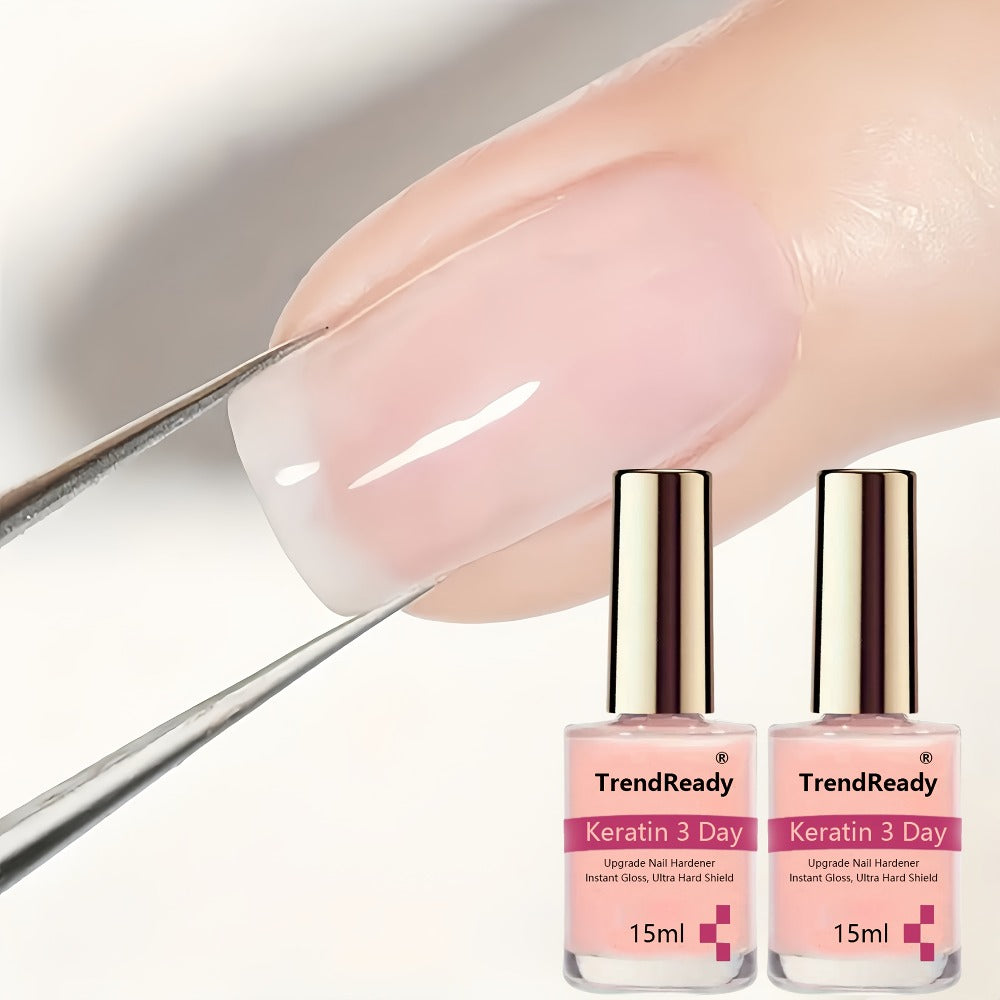 Nail Hardener Base Coat 2 Pack – Protein Repair Strengthener Treatment, HEMA-Free, Ridge Filler, Clear Polish for Weak Brittl