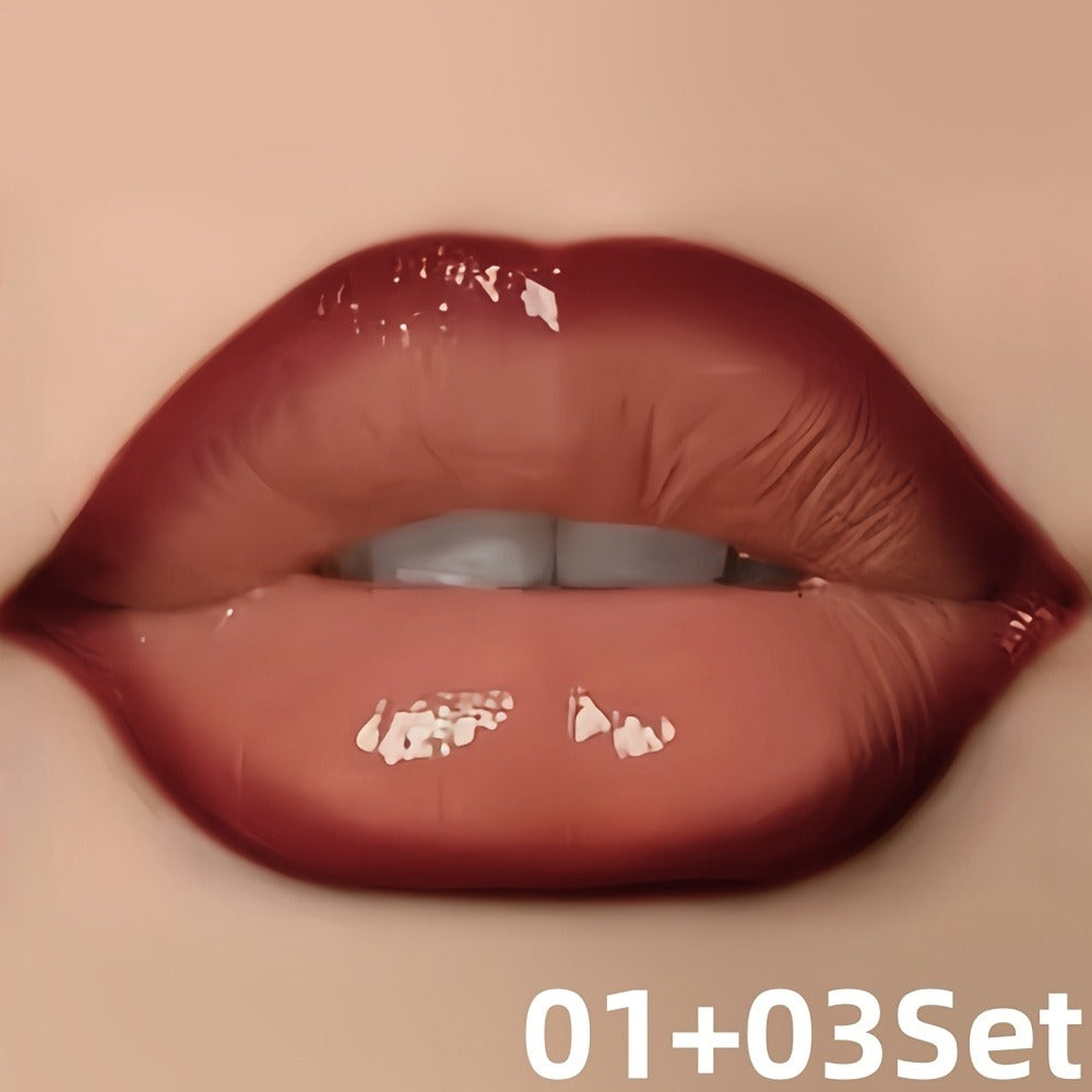 Lip Gloss Lip Liner Set Hydrating Water-Gloss Dewy Finish – 3D Precision Contour Matte Liner, for Makeup, Travel and Everyday