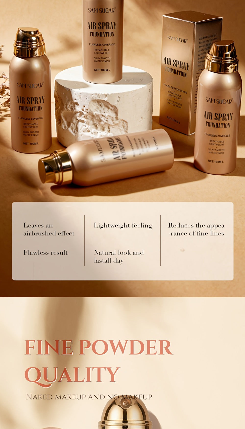 Air-Spray Liquid Foundation in Gold-Tone Bottle with Four Numbered Shade Options from 01 to 04 — image 12
