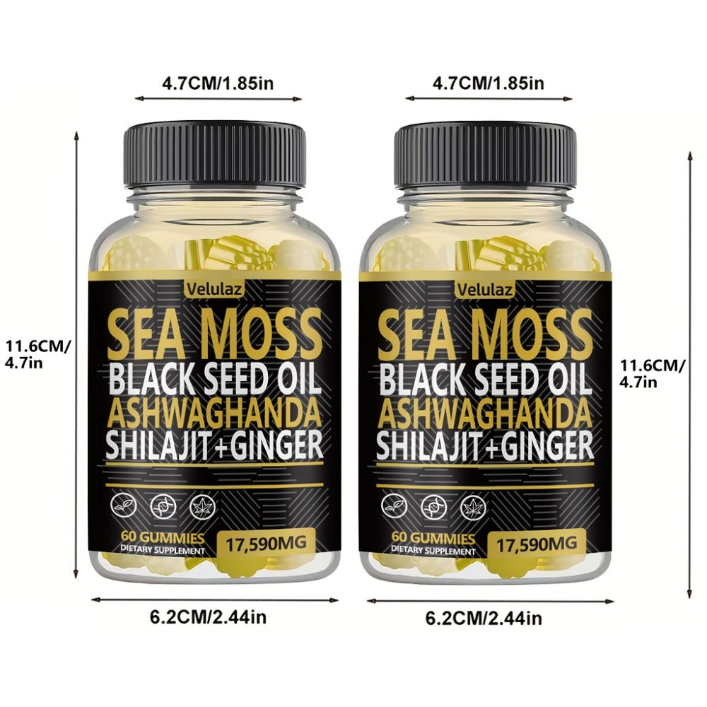 Sea Moss Herbal Gummies, 60 Count with Black Seed Oil, Ashwagandha, Shilajit and Ginger Blend — image 7