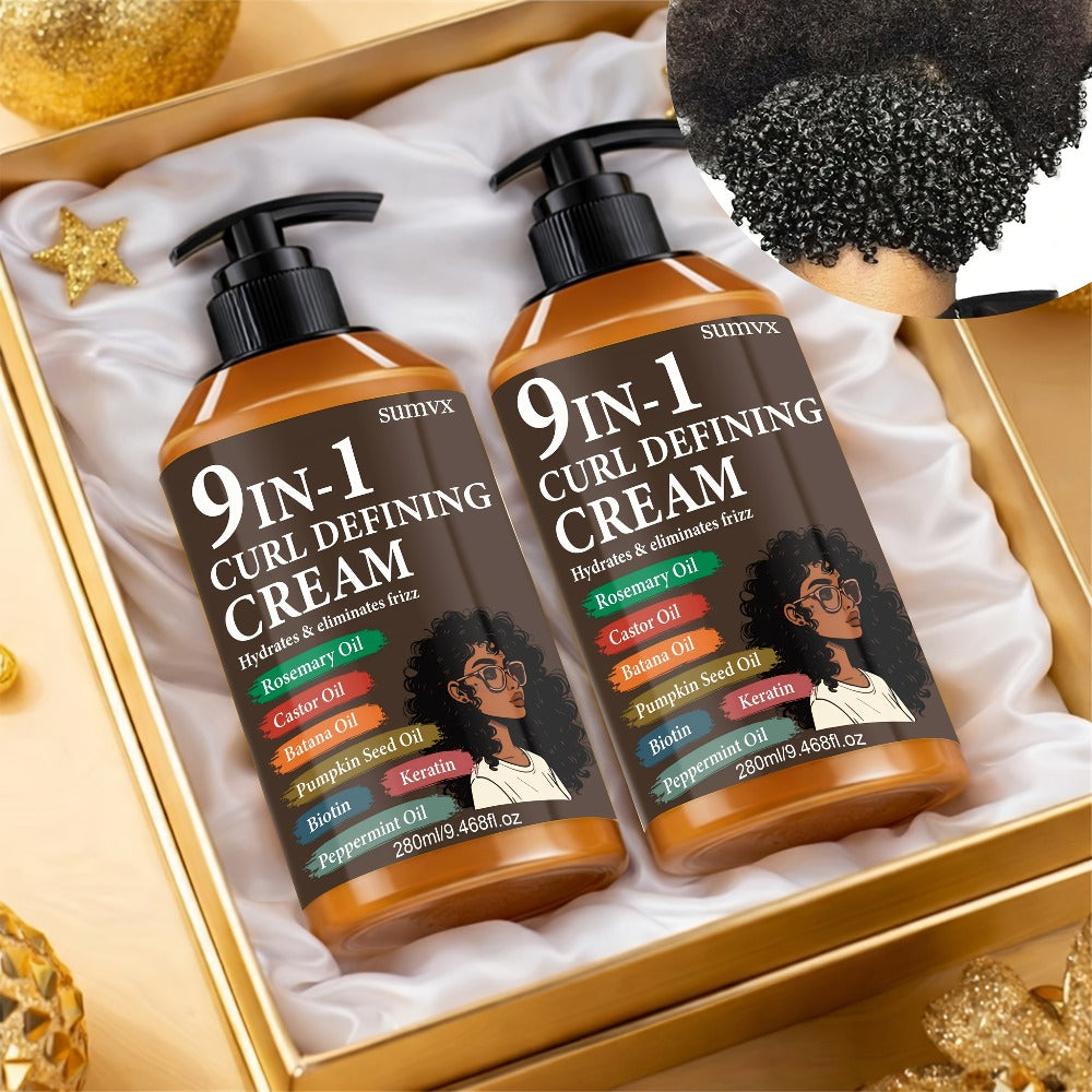 9-in-1 Curl Defining Cream by SUMVX in a Two-Pack of 280ml Pump Bottles with Seven Front-Label Ingredients — image 1