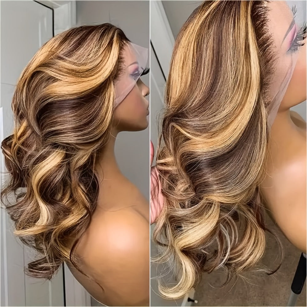Lace Front Wig Human Hair Body Wave Bob with 13x4 HD Lace, 4/27 Ombre and 10-16in Length Choices — image 10