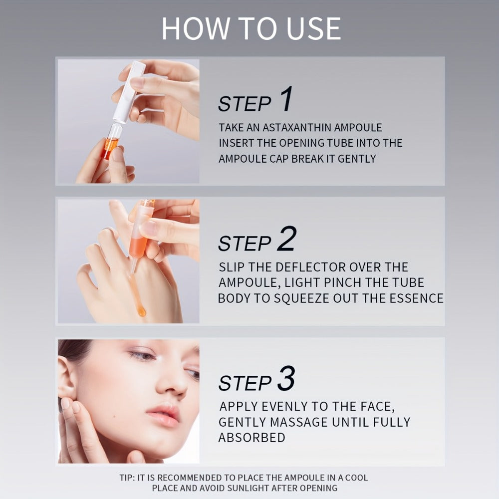 Astaxanthin Face Serum with Yeast Essence – Antioxidant Anti-Aging Moisturizing Booster, Fragrance-Free Lightweight Hydrating