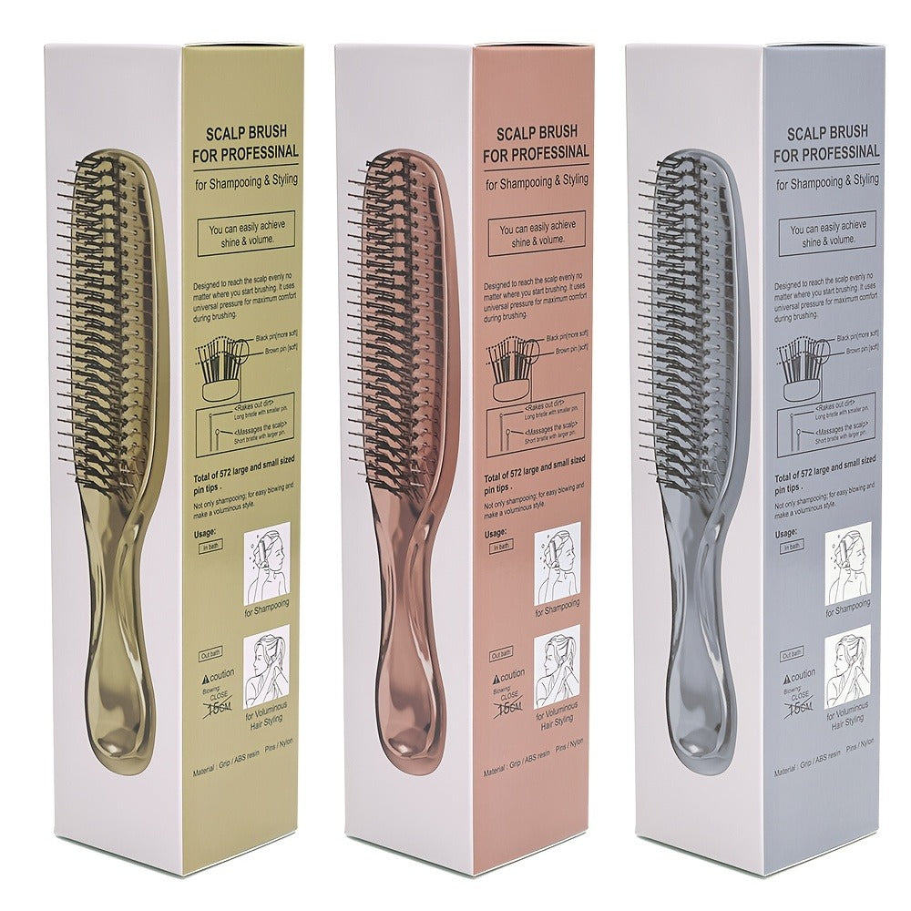 Air Cushion Comb Scalp Massage Brush Anti-Static Detangling Hair Comb Electroplated Flexible Cushion Pins Frizz Control Stimu