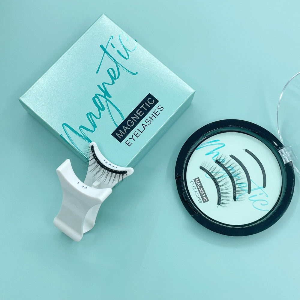 CX159-1 Natural-Style Magnetic False Eyelash Pair with White Curved Applicator and Round Case — image 5