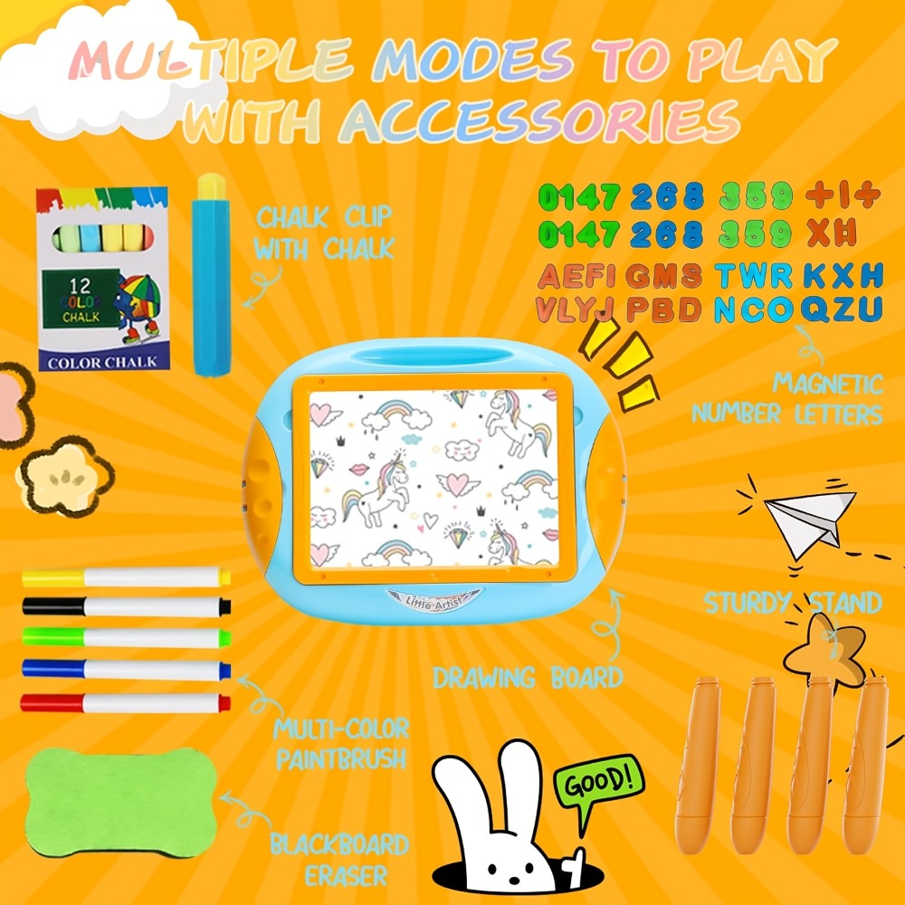 Double-Sided Kids Drawing Easel with Foldable Tabletop Stand, Chalkboard, Whiteboard and Six Color Options — image 5