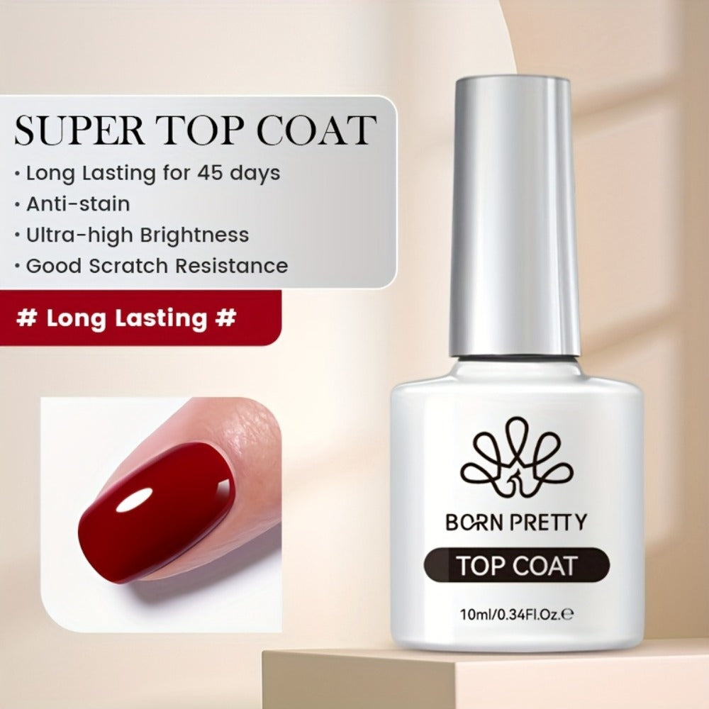 Gel Nail Prep Kit 4-Piece BORN PRETTY – Nail Dehydrator 15ml, Primer 15ml, Base Gel 10ml & Super Top Coat 10ml for Semi-Perma