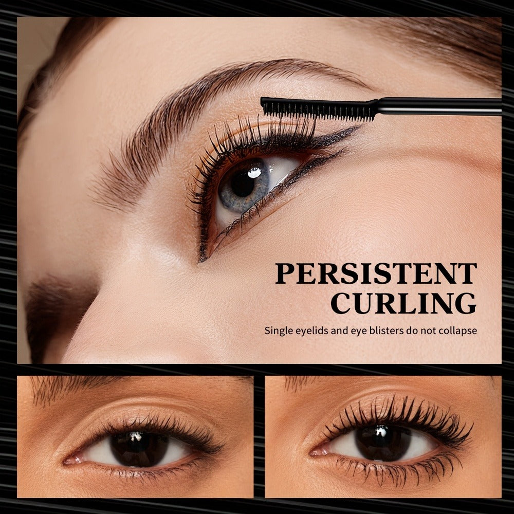 Black Mascara Two-Piece Set in Rose-Colored Tubes with Slim Precision Bristle Applicator Wands — image 8