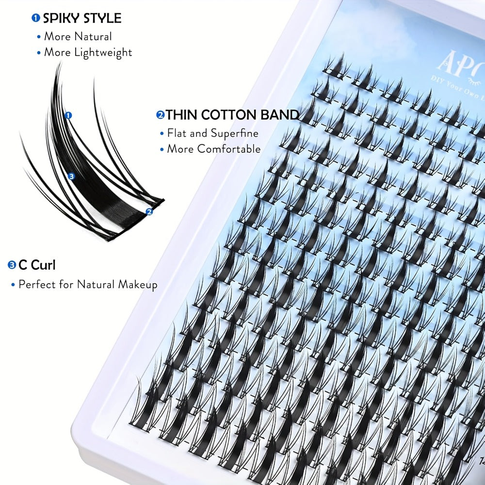 Fairy Lash Clusters Kit in a Spiky Wet-Look Manga Anime C Curl Design for Individual Eyelash Extensions at 8mm-18mm — image 8