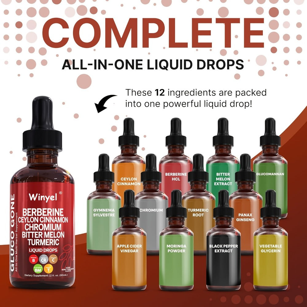 Blood Sugar Support Liquid Drops with Ceylon Cinnamon Berberine Bitter Melon Gymnema Chromium Turmeric Panax Ginseng — image 