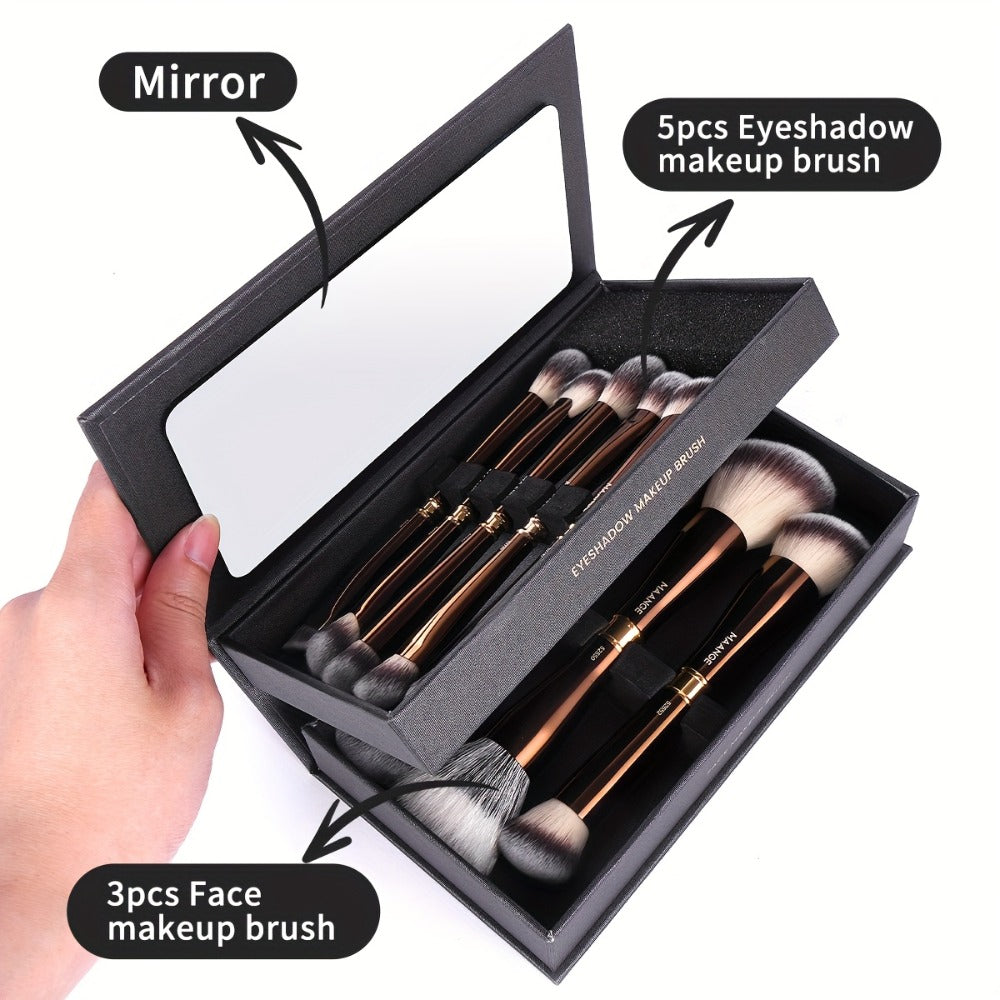 Makeup Brush Set, 8-Piece Double-Ended Collection with 16 Brush Heads, Aluminum Alloy Handles and Storage Box — image 14