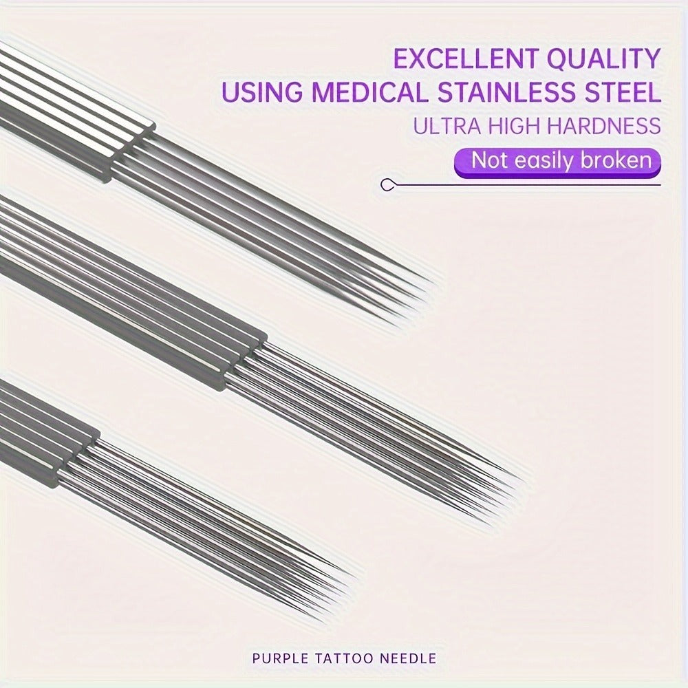 Tattoo Cartridge Needles 30 50pcs Purple RL RS RM M1 Mixed Sizes - Tuffking Disposable for Temporary Body Art, Festivals and 