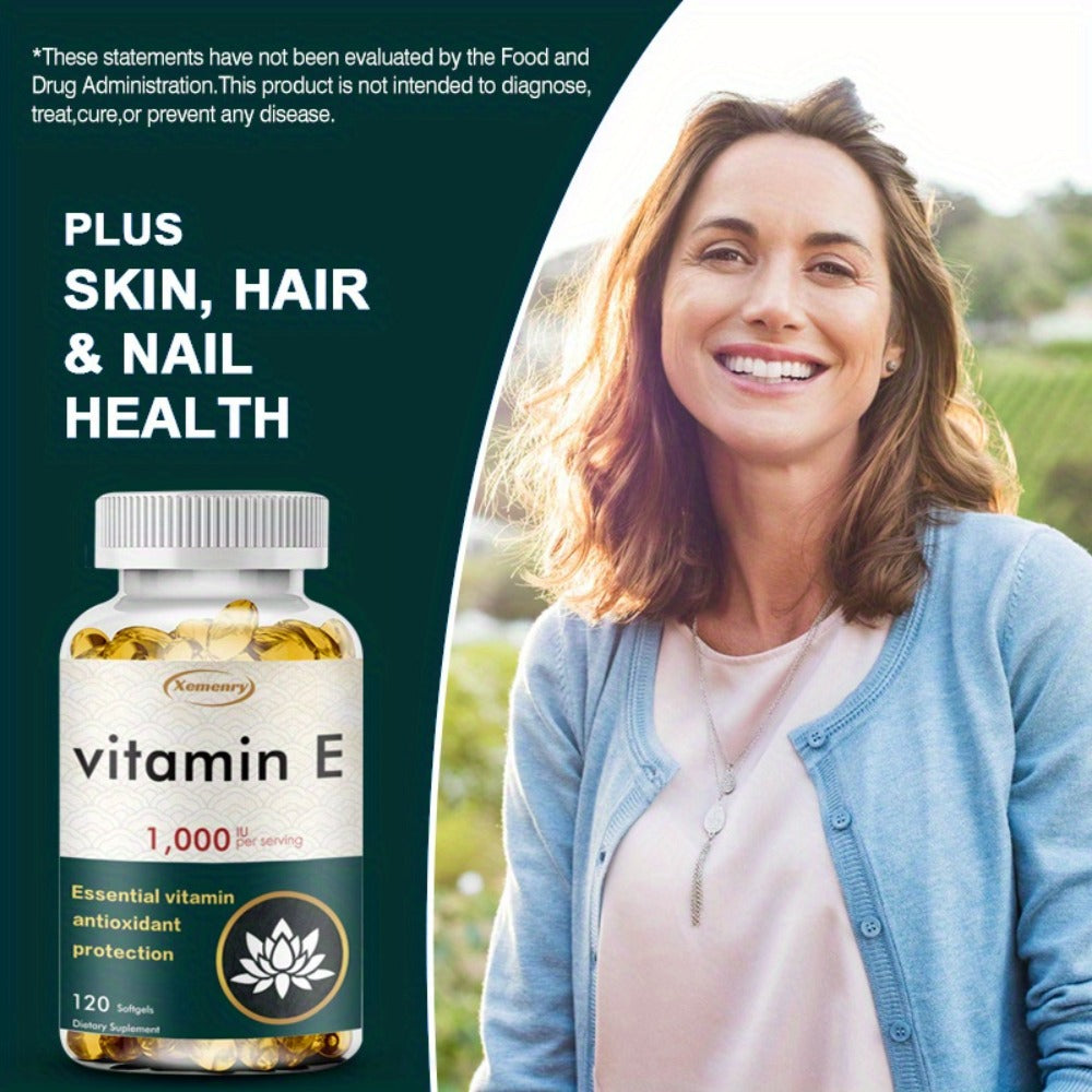Vitamin E 1000IU Softgels 120 Count High Potency Antioxidant Supplement for Hair, Skin, Nails & Eye Health — image 4