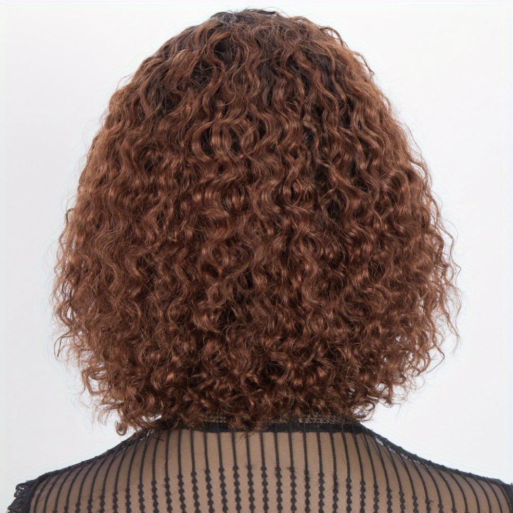 12-Inch Water Wave Bob Human Hair Wig with Bangs, 150% Density and TT1B/33 or P1B/30 Color — image 10