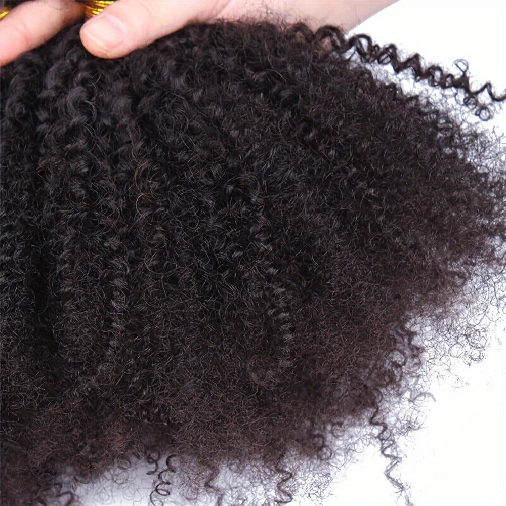 Hair Extensions Kinky-Curly Mongolian Human Hair Bundle in Natural Black with Six Length Options from 8 to 18 Inches — image 