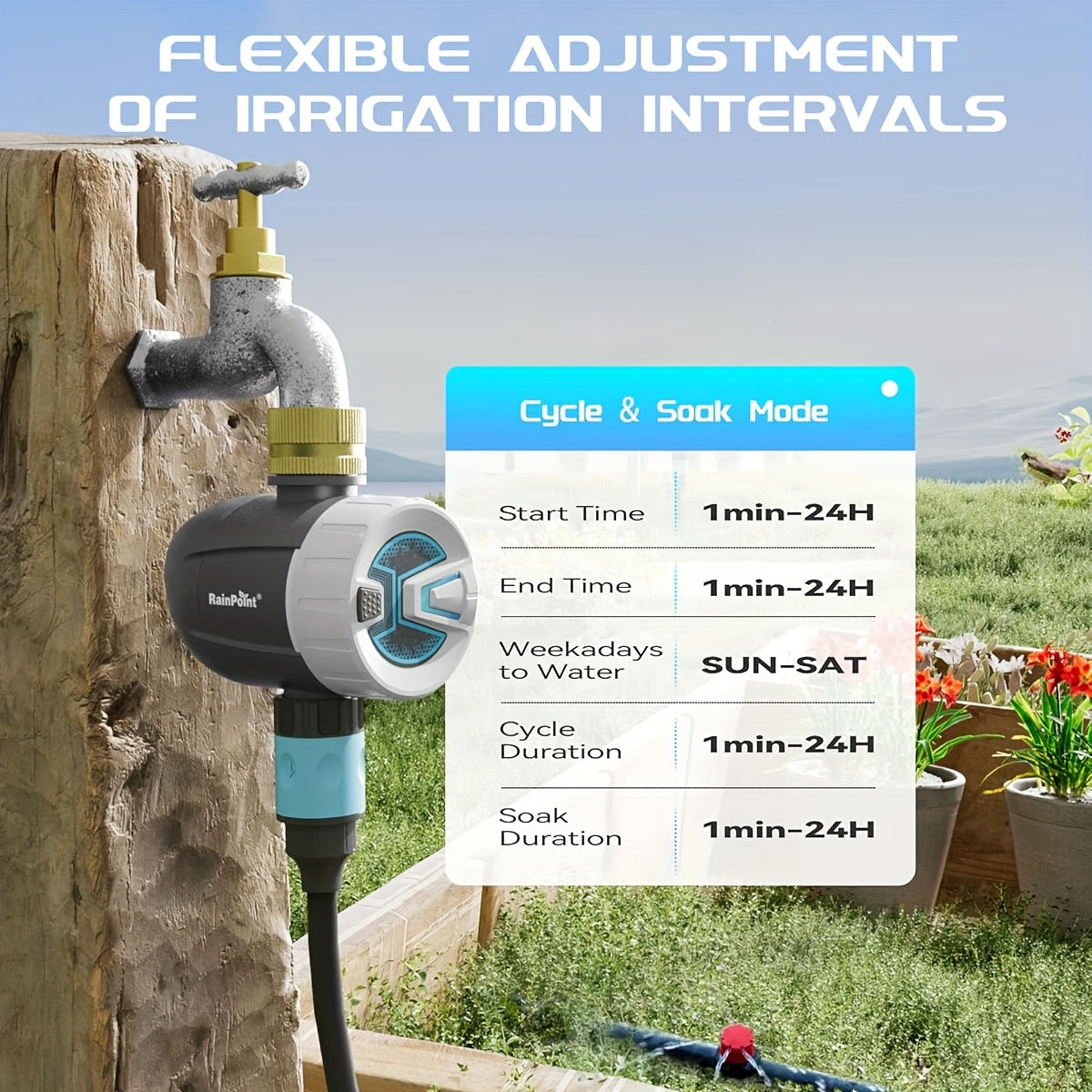 WiFi Garden Watering Timer with Brass Inlet, App & Voice Control, Automatic Irrigation System — image 2