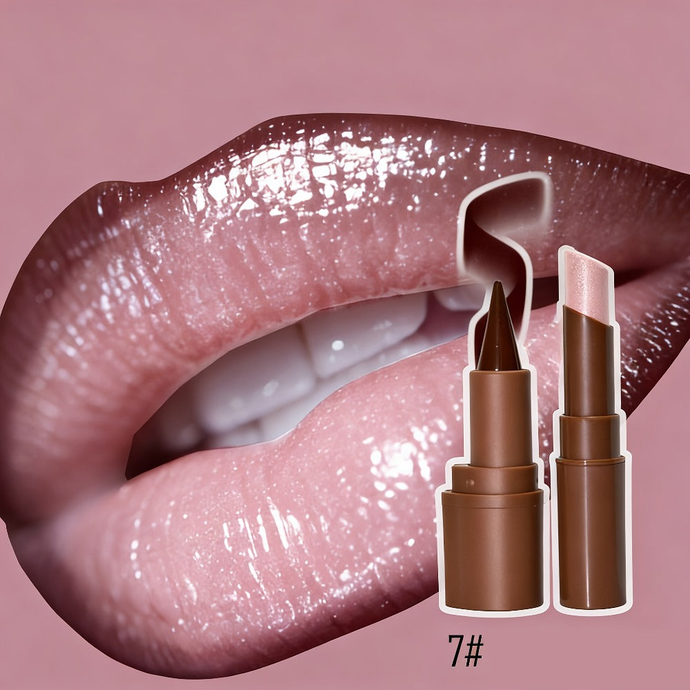Metallic Lipstick & Lip Liner Pen Set for Women, 3D Full Lip Shape High-Shine Glossy Finish, Smudge-Proof All-Day Wear — imag
