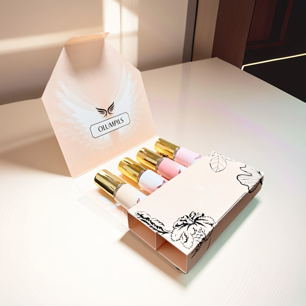 Perfume Gift Set MYSTICAL Four 20ml Eau de Parfum Spray Bottles with Gold Caps in Pink Floral Box — image 8