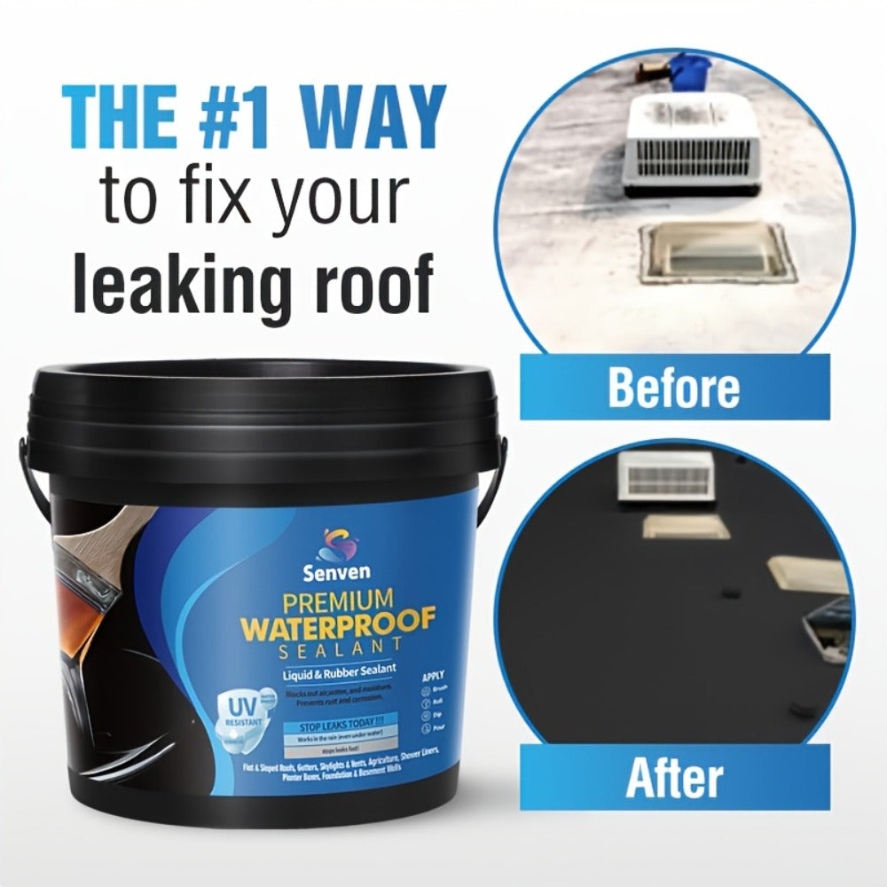 Liquid Rubber Waterproof Sealant 32oz – UV-Resistant Elastic Coating for Roof, RV, Boat, Concrete & Masonry, All-Weather Crac