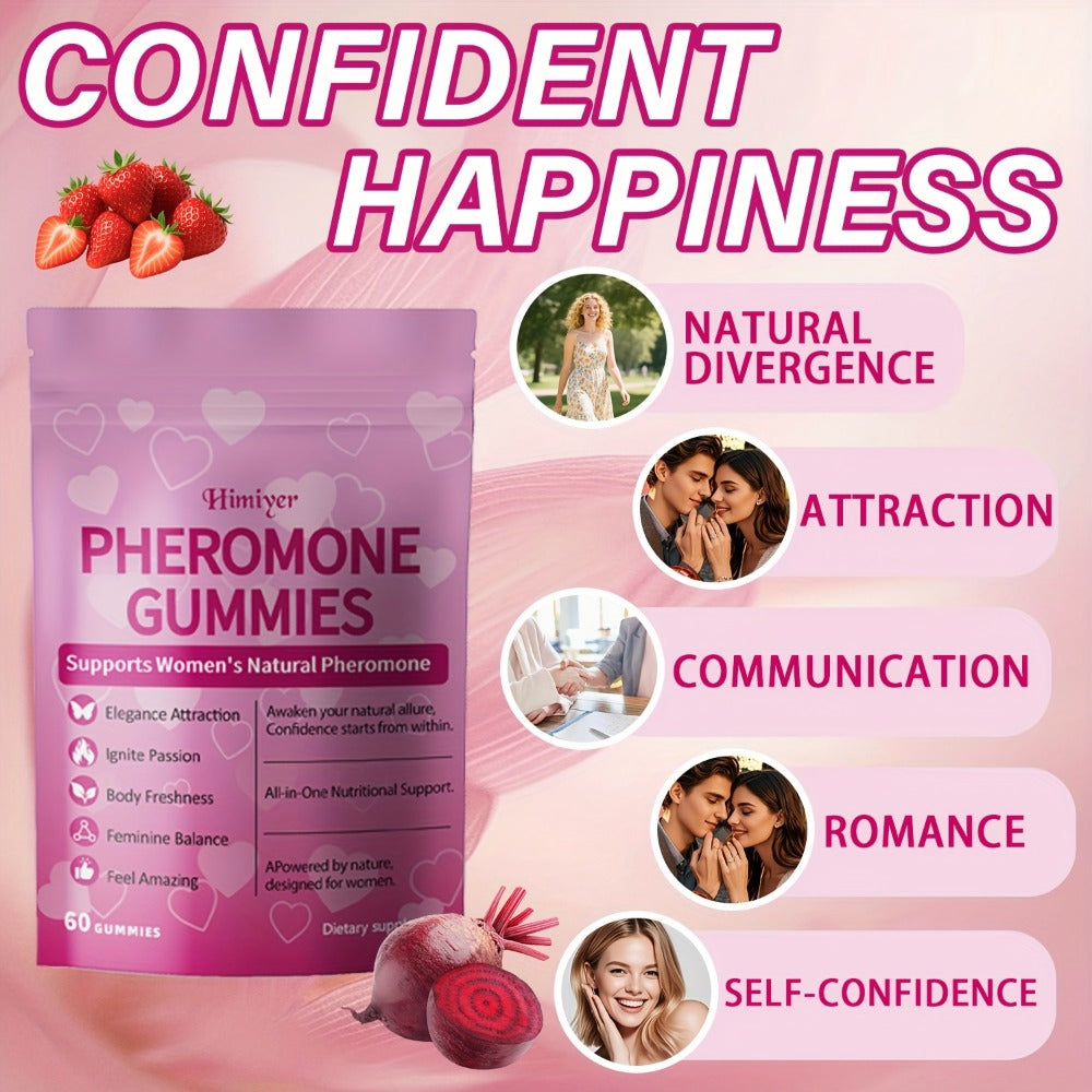 Women's Pheromone Gummies with L-Arginine, Maca & Beetroot, Natural Attraction, Confidence & Feminine Balance Supplement — im