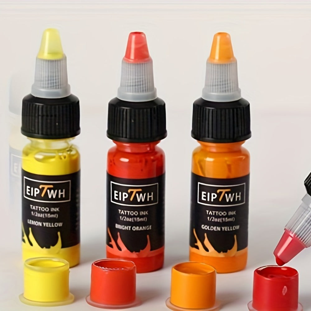 Tattoo Ink EIPTWH 14-Color Set with 15ml Bottles and One Complete Kit Configuration with Item-Specific Color, Capacity and Bo