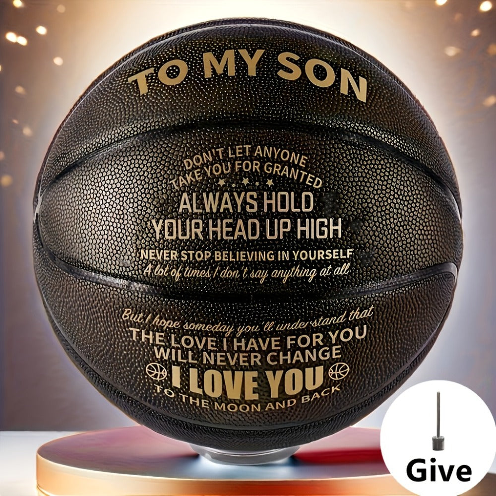 Personalized Basketball Gift for Son & Grandson Standard Size with Pump To My Son To My Grandson Heartfelt Message Sports Bir