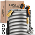 Stainless Steel Metal Garden Hose, Kink-Free, 10-Function Nozzle, Brass Fittings, 10FT to 150FT — image 1