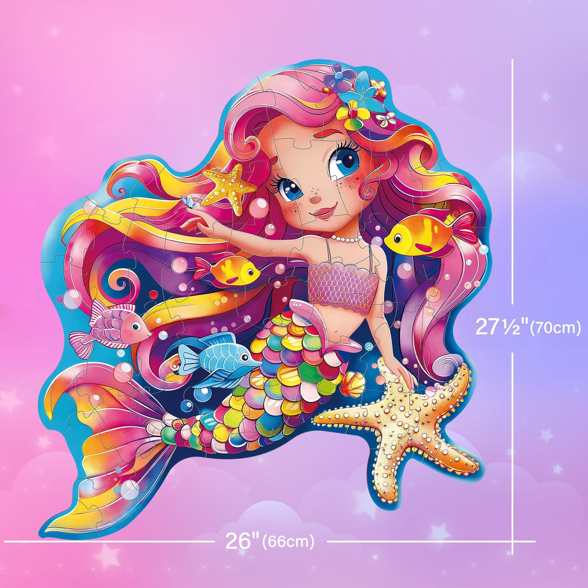 Large Floor Puzzle for Kids Ages 3+, Chunky Jigsaw Mermaid & Farm Animals, Preschool Educational Toy for Boys & Girls 3 4 5 6