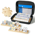 Mexican Train Dominoes Double 12 Set – 91 Colorful Tiles, 9 Metal Trains & 4 Wooden Racks, Complete Strategy Board Game with 