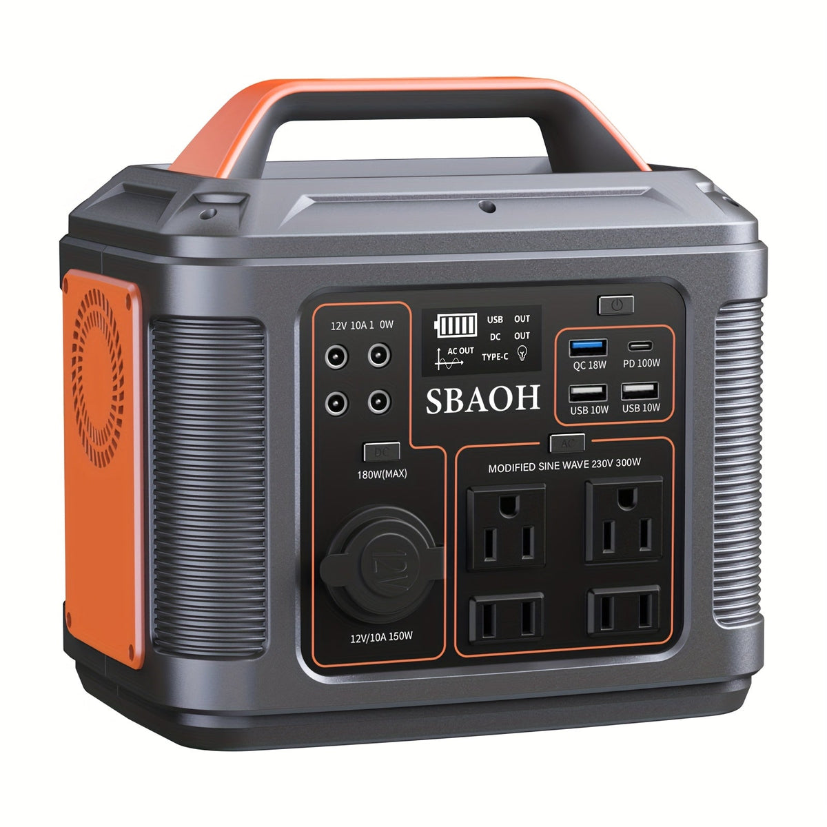 Portable Power Station 300W 296Wh – 13 Outputs, AC/USB-C PD100W/QC3.0/DC, LED Flashlight, for Camping, Road Trips — image 1