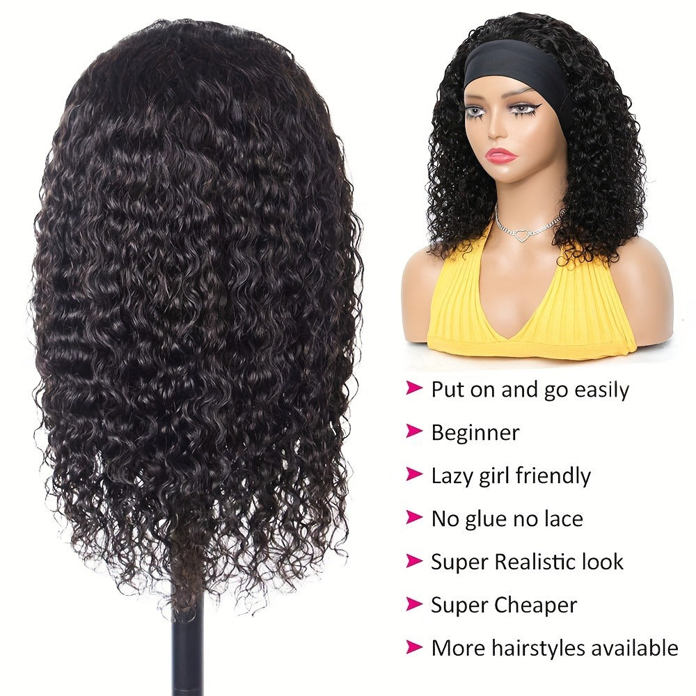 Kinky Curly Headband Human Hair Wig in Natural Color with 14-, 16- or 20-Inch Length Options — image 5